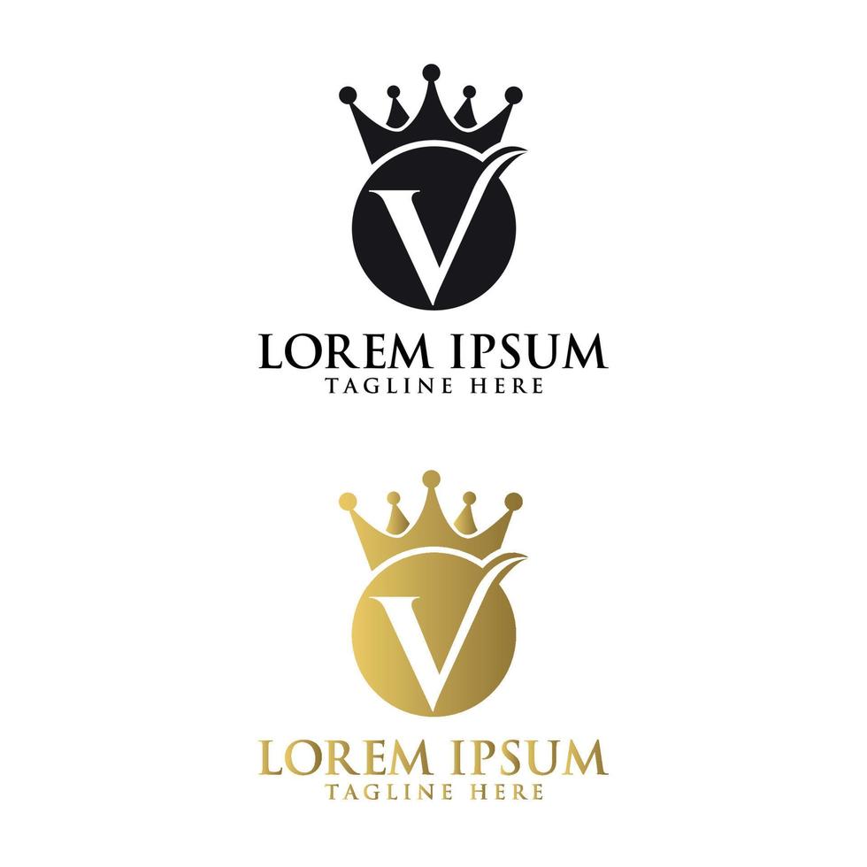 königlicher luxus buchstabe v logo design vorlage vektor