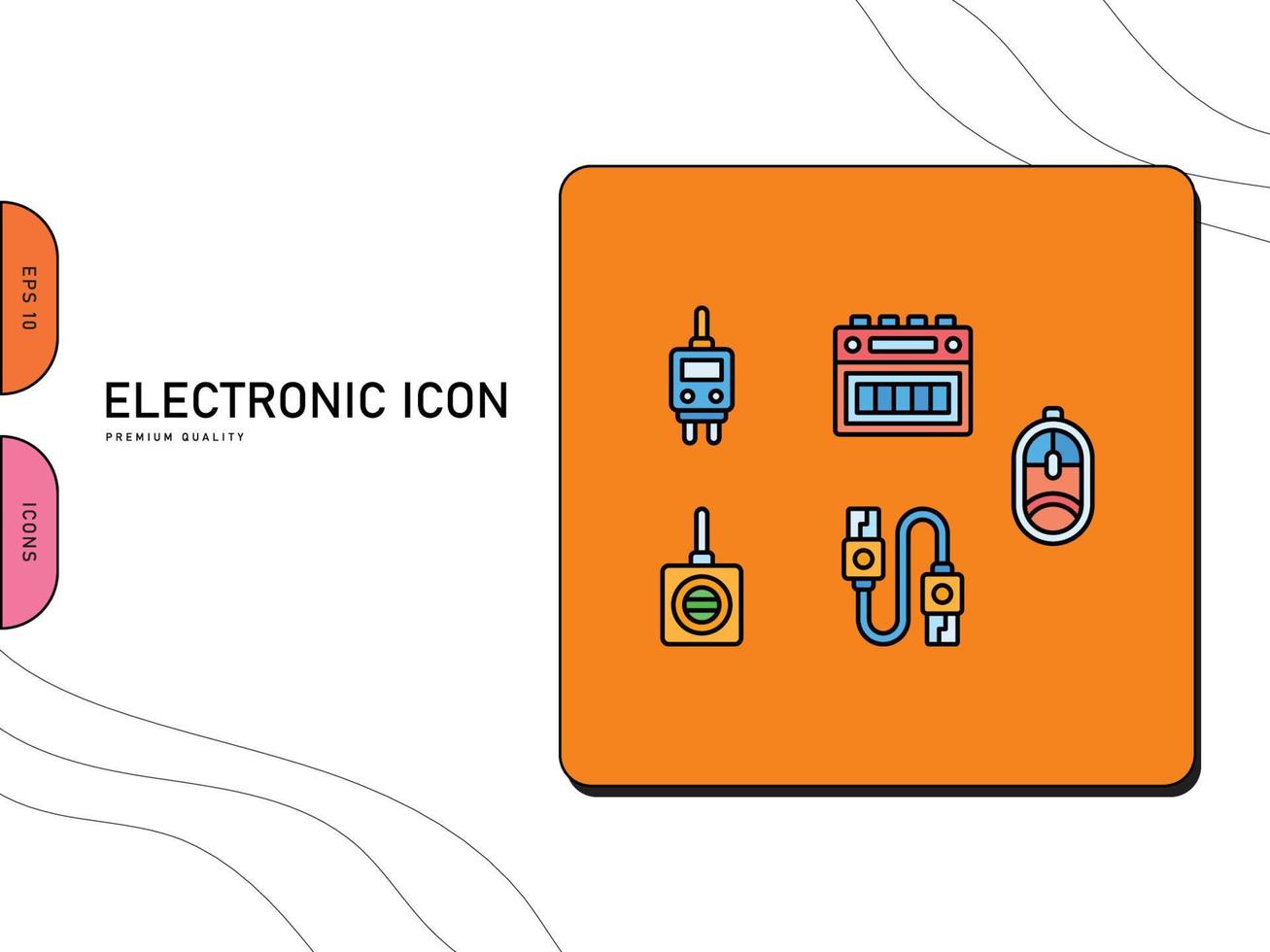 Elektronik-Icon-Set kostenloser Vektor