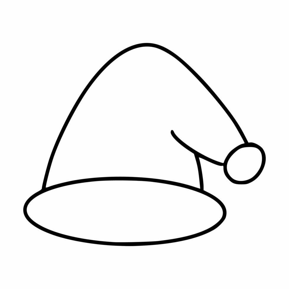 Santa Claus hatt i doodle stil. vektor ikon.