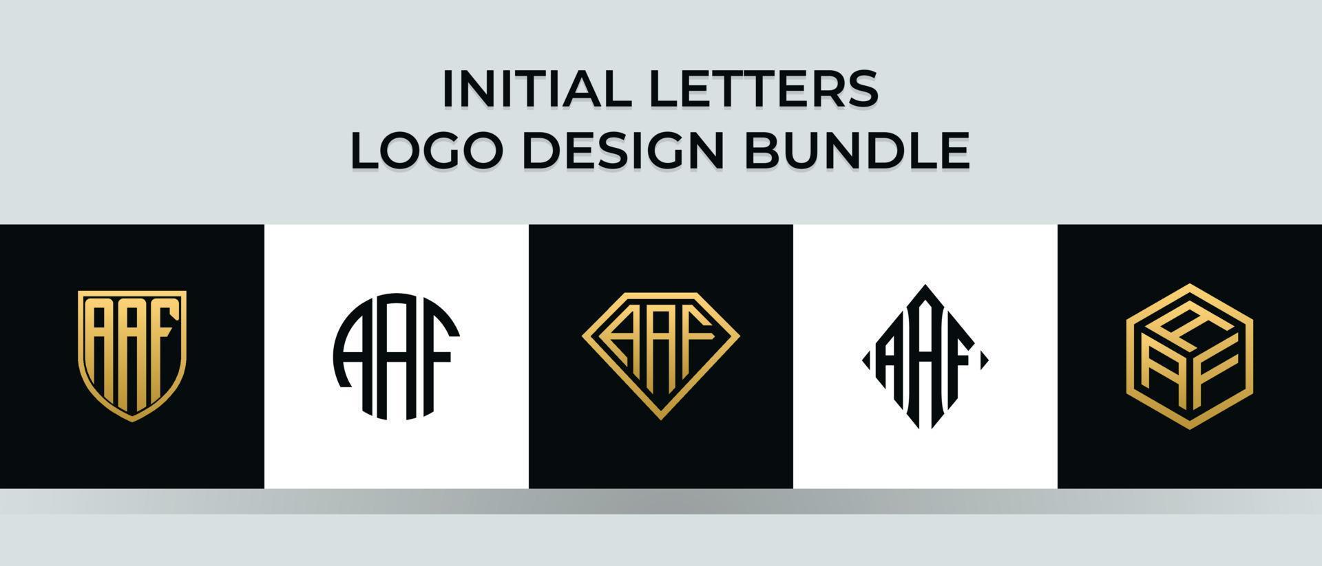 initiala bokstäver aaf logo designs bunt vektor