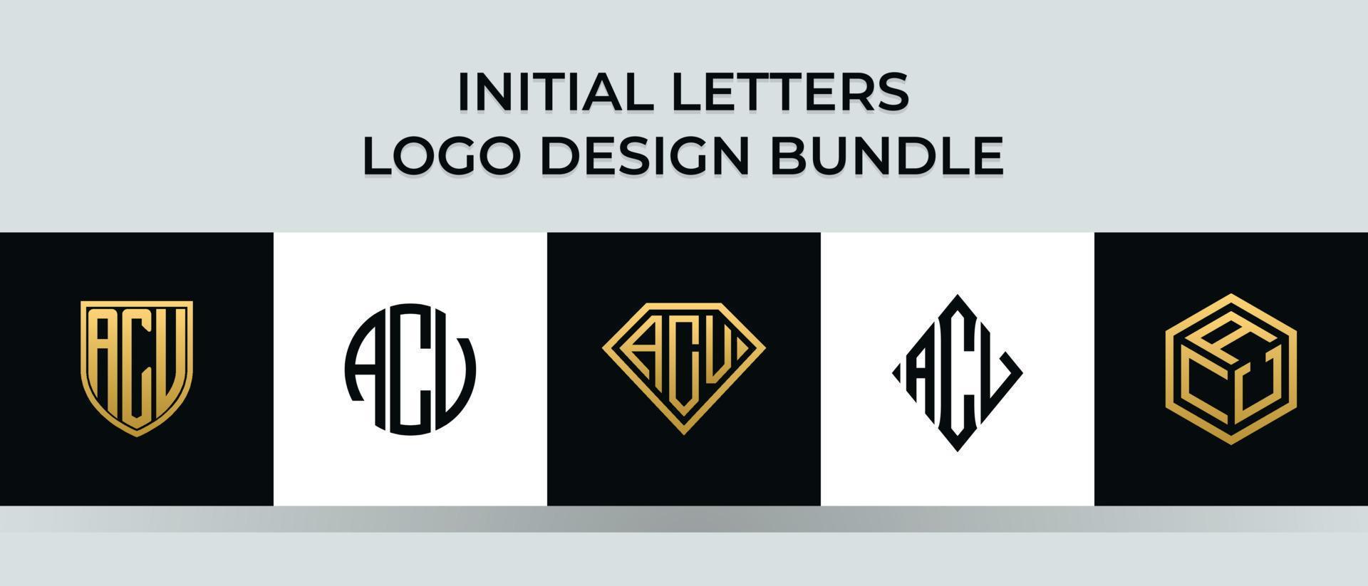 initiala bokstäver acv logotyp design bunt vektor