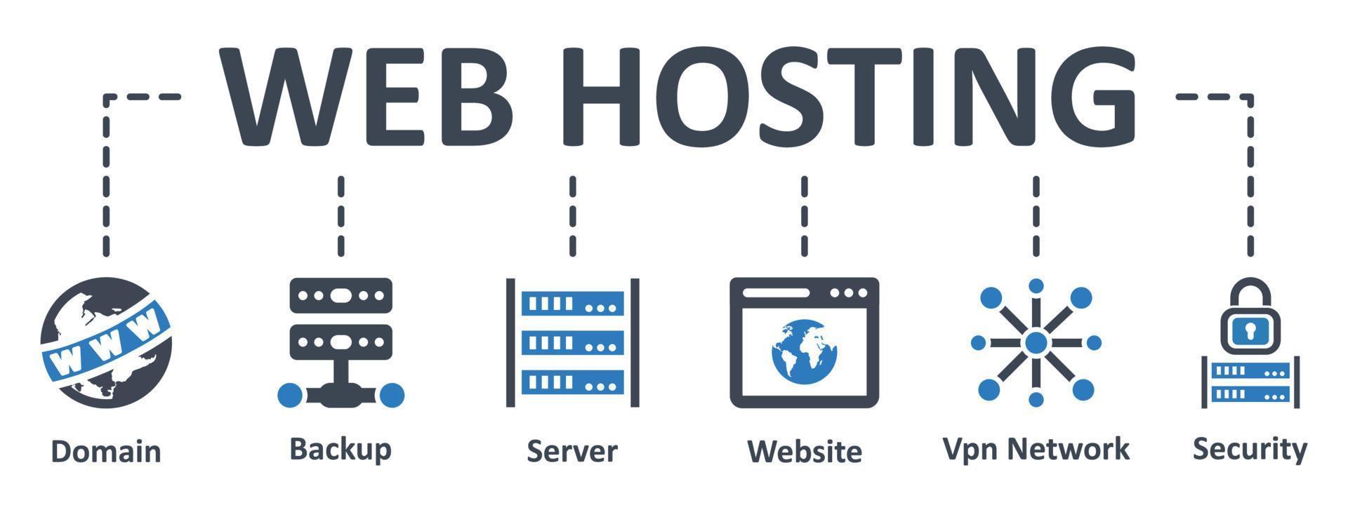 Webhosting-Symbol - Vektor-Illustration. Web, Website, Hosting, Domain, Backup, Server, Infografik, Vorlage, Präsentation, Konzept, Banner, Piktogramm, Icon-Set, Icons. vektor