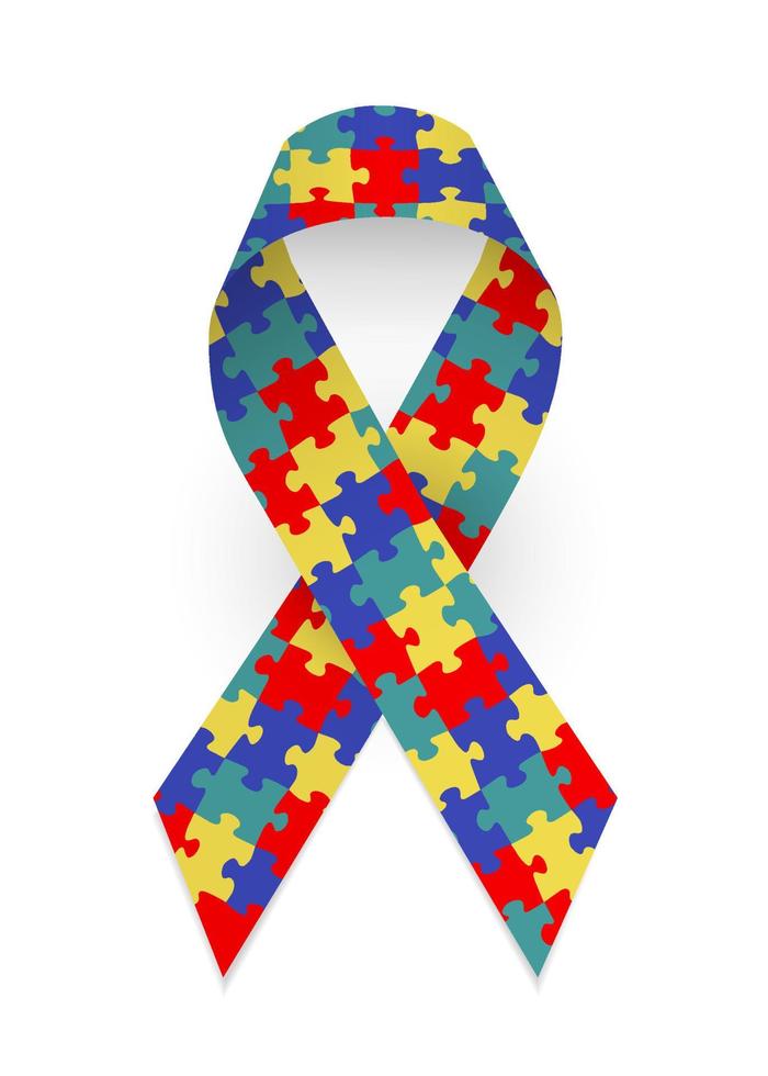 färgglada satin pussel band som symbol autism medvetenhet vektor