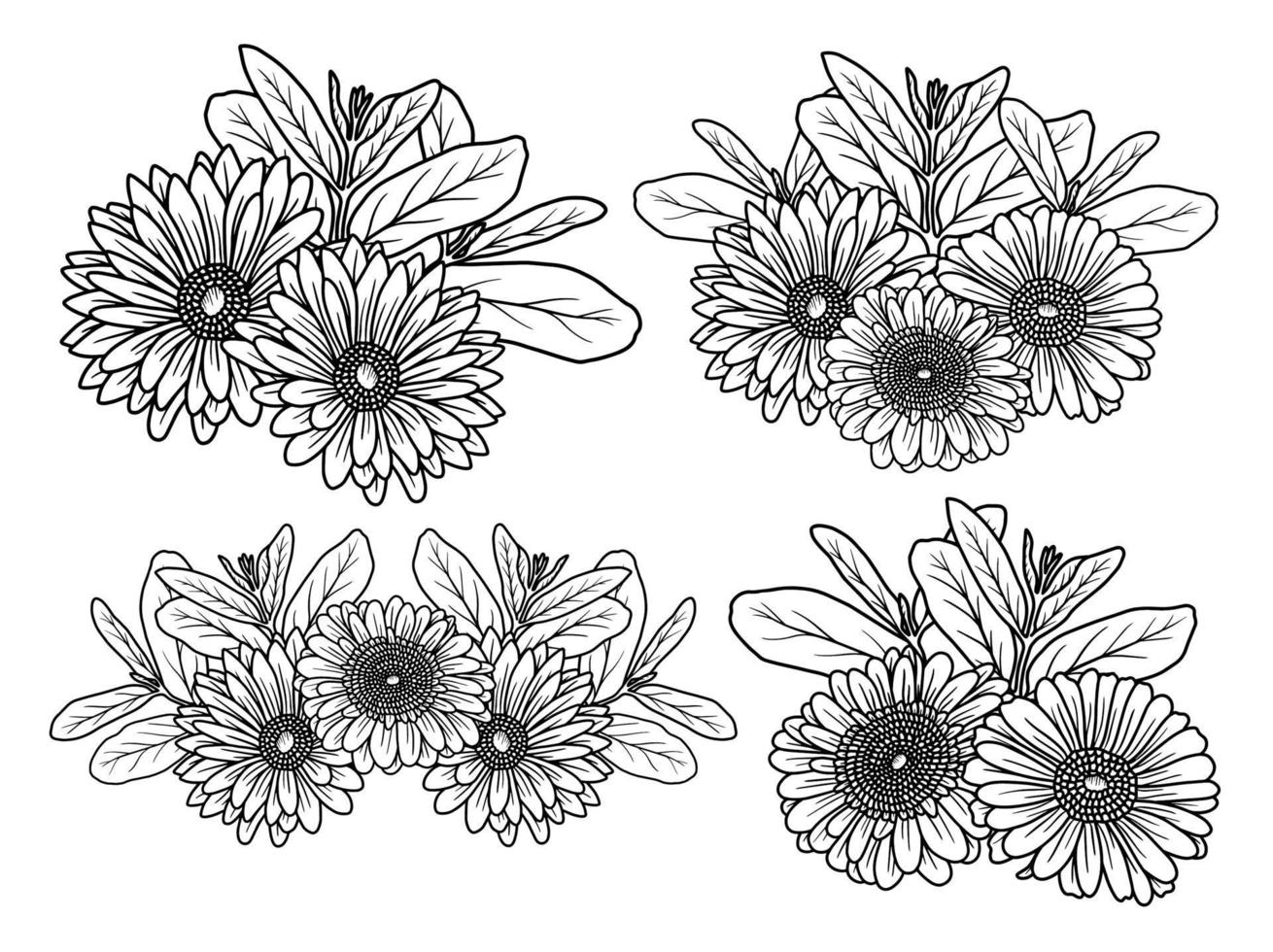 flower line art arrangemang vektor