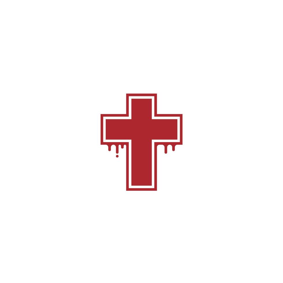 blodigt kors logotyp eller ikon design vektor
