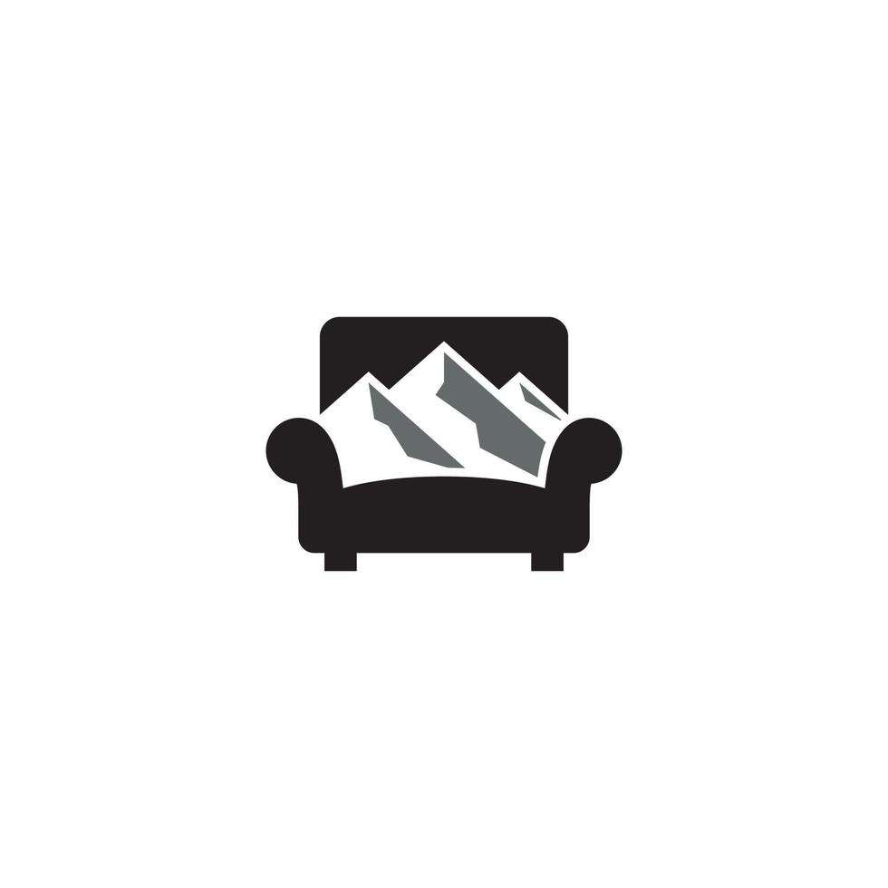 Couch und Berge Logo oder Icon-Design vektor