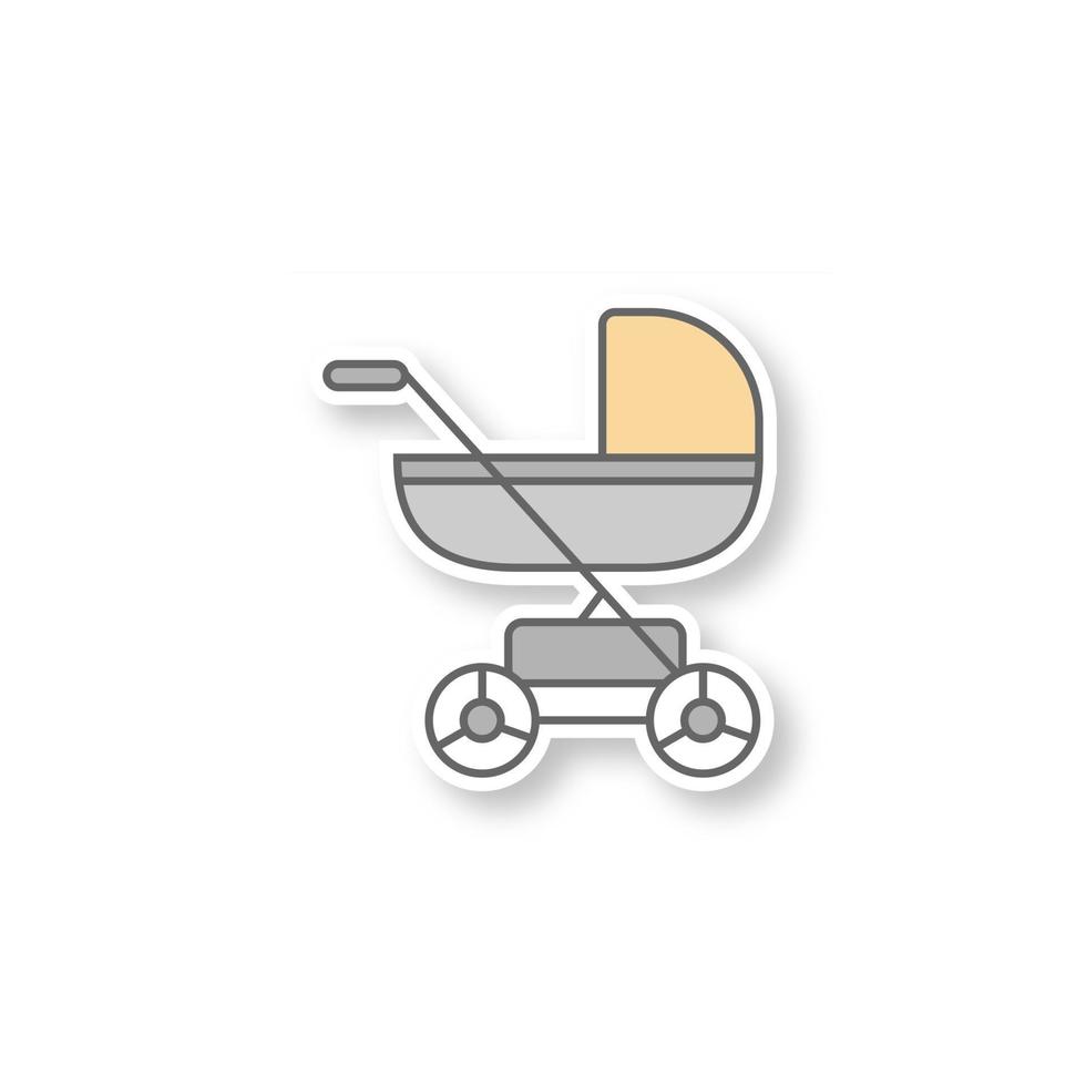 barnvagnsplåster. barnvagn, barnvagn. färg klistermärke. vektor isolerade illustration