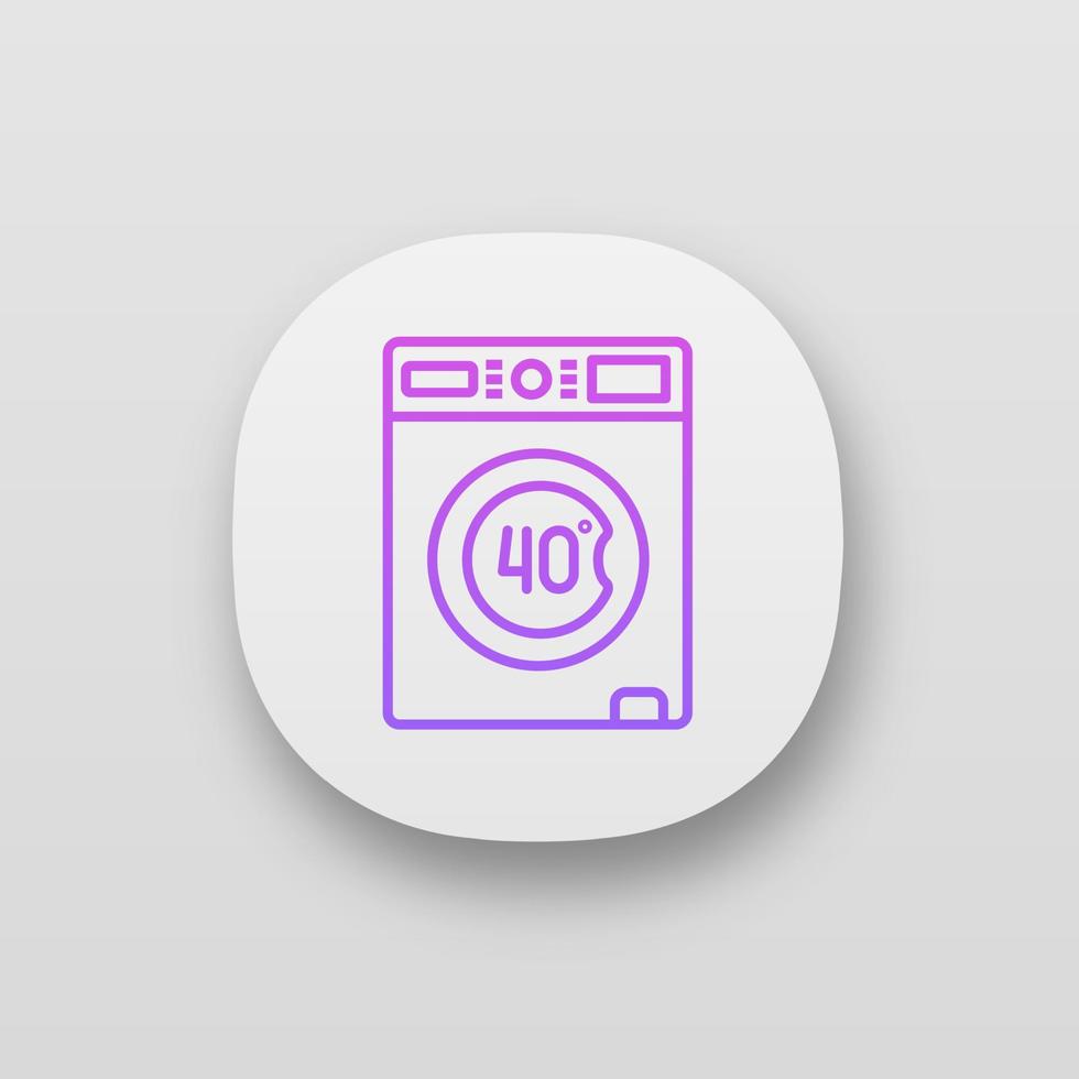 maschinenwaschbar bei 40 Grad App-Symbol. Maschinenwäsche. sanfter Kreislauf. Waschen bei vierzig Grad Celsius. waschbarer Matratzenbezug. ui ux-Schnittstelle. Web- oder mobile Anwendung. isolierte Vektorgrafik vektor