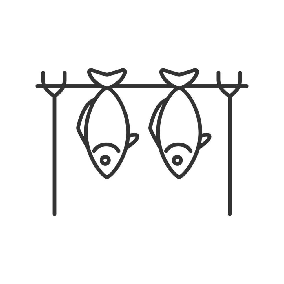 grillad fisk linjär ikon. lutfisk. tunn linje illustration. torka fisk. kontur symbol. vektor isolerade ritning