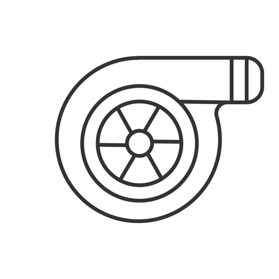 turboladdare linjär ikon. tunn linje illustration. vardagligt turbo. kontur symbol. vektor isolerade konturritning