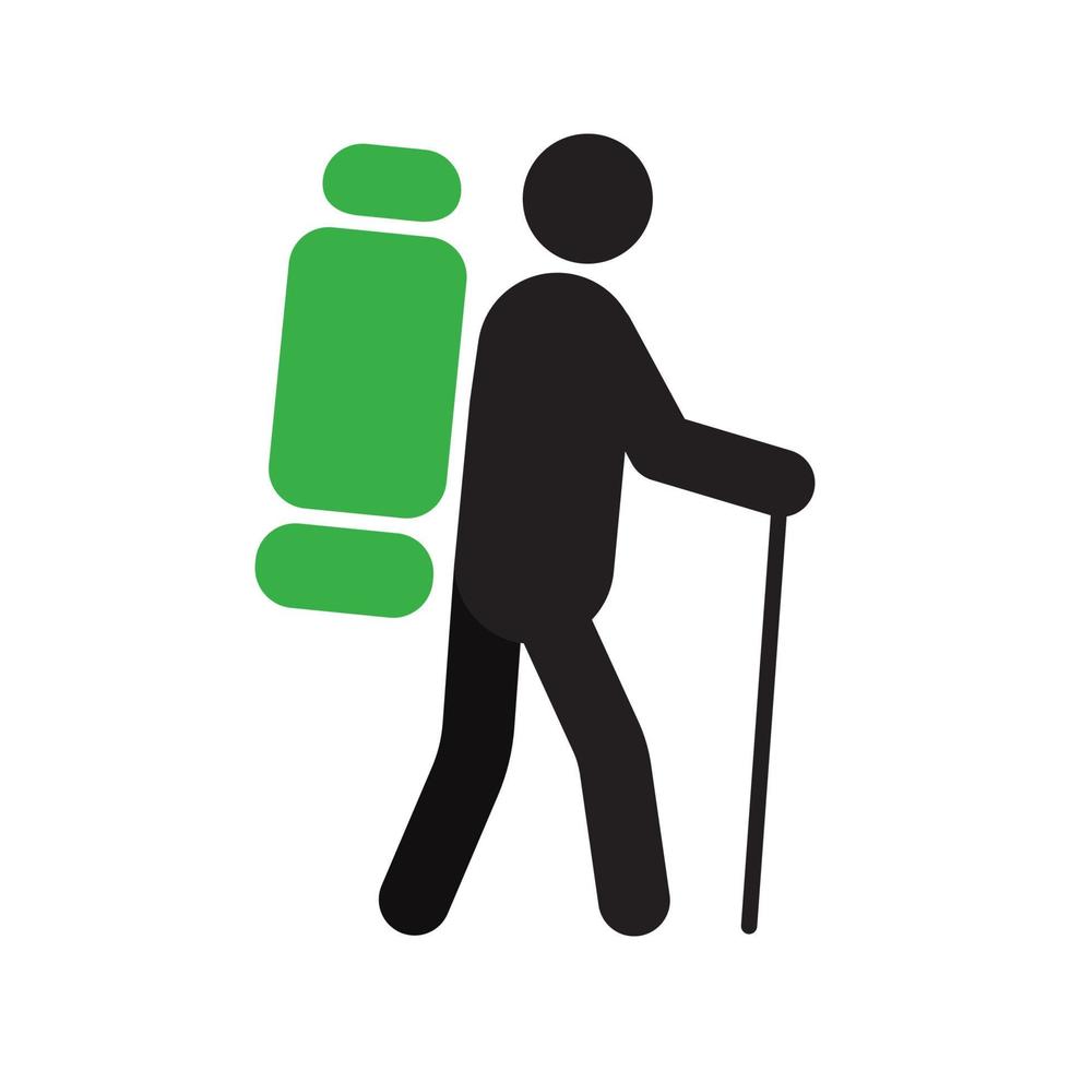 Rucksacktouristen-Silhouette-Symbol. Person, die wandern geht. isolierte Vektorillustration vektor