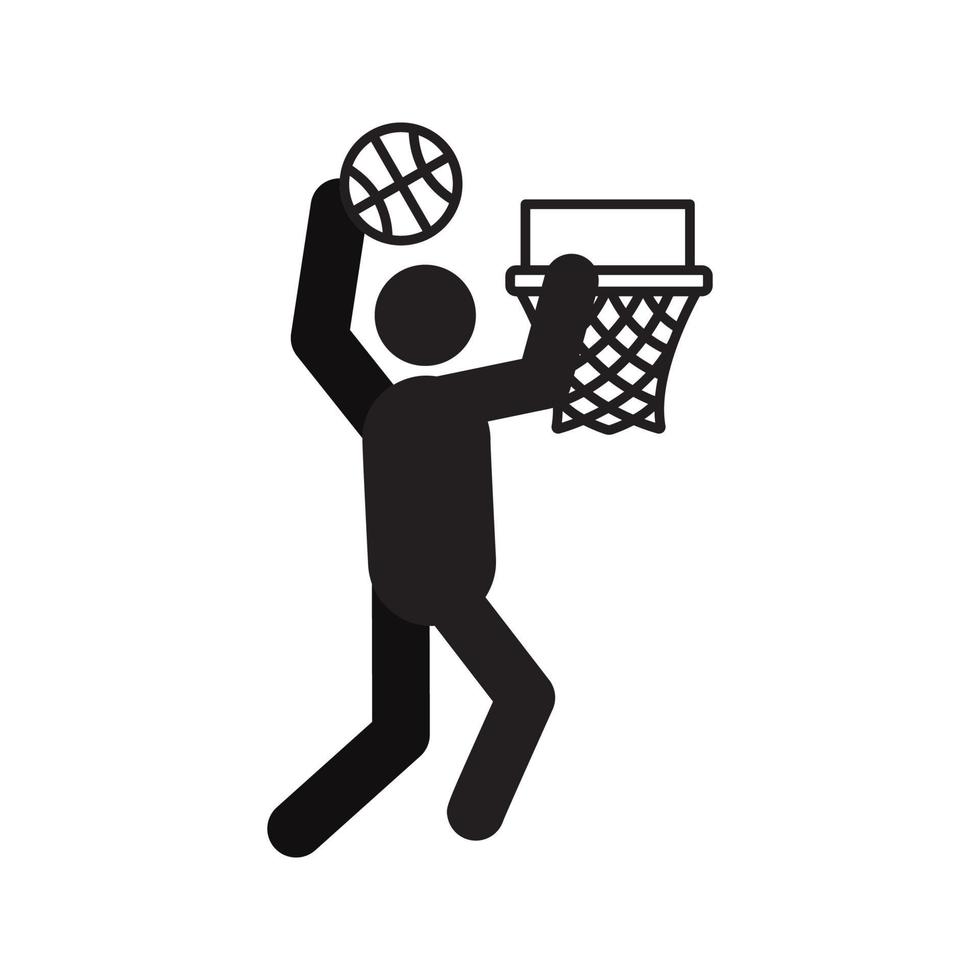 Mann spielt Basketball-Silhouette-Symbol. Basketball-Spieler. isolierte Vektorillustration vektor