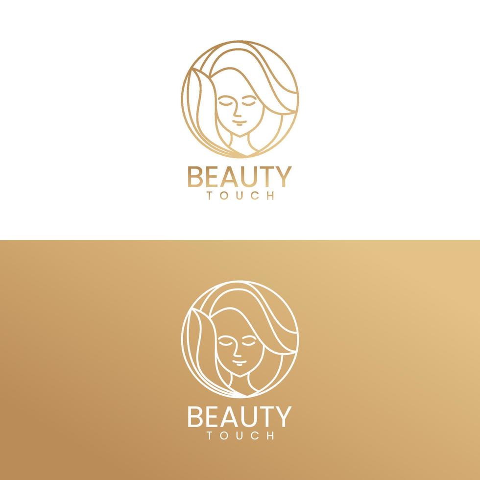 Luxuriöses, schönes Frauenkopflogo, das für Schönheits- oder Kosmetikunternehmen oder -salons geeignet ist vektor