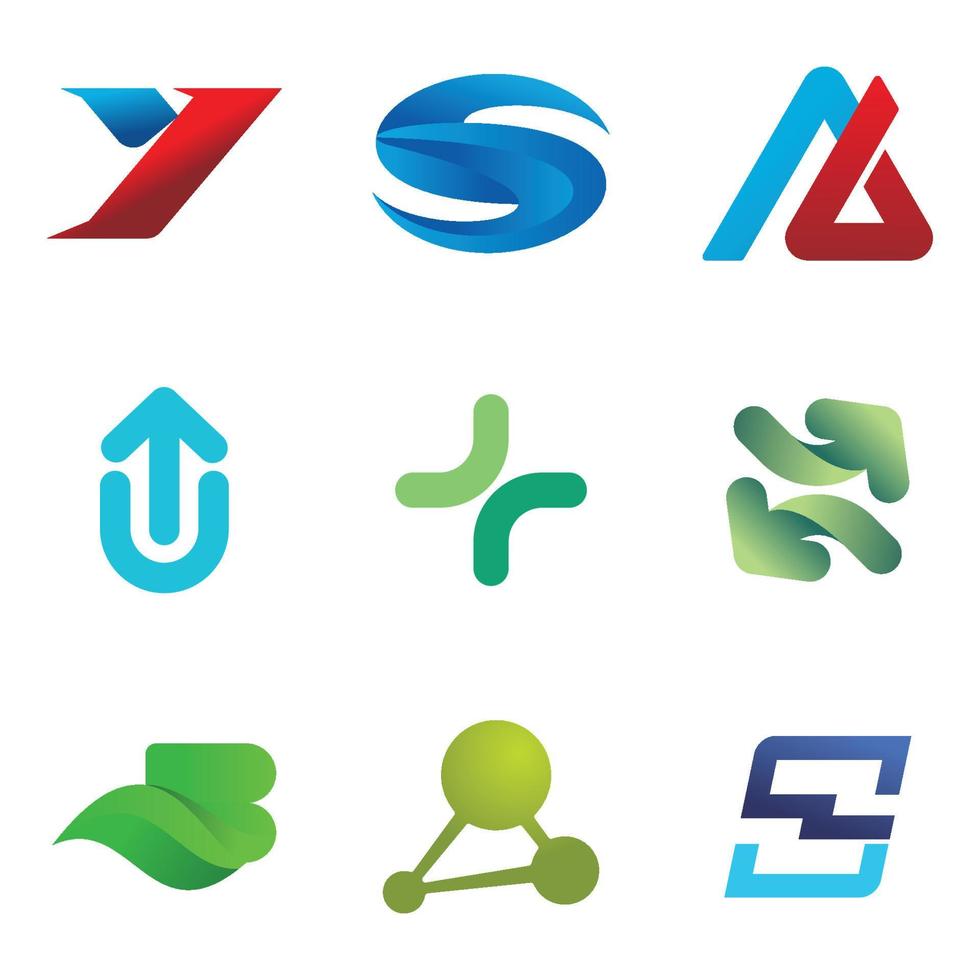 en uppsättning av nio logotyper för olika affärsområden vektor