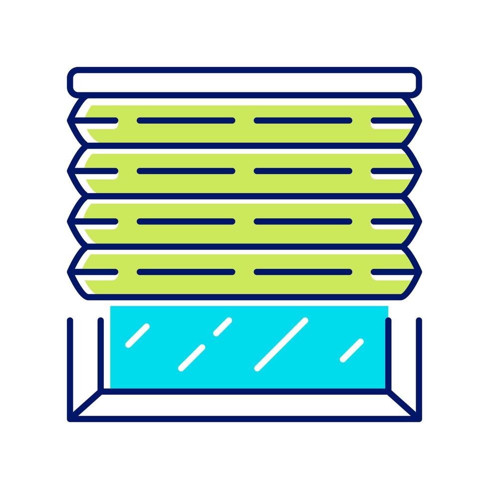 Farbsymbol für Plissees. zellulare Schattierungen. Jalousien für Haus und Büro. Raumverdunkelungsdekoration, Rollläden, Jalousie. Innenarchitektur, Wohndekorationsgeschäft. isolierte Vektorillustration vektor