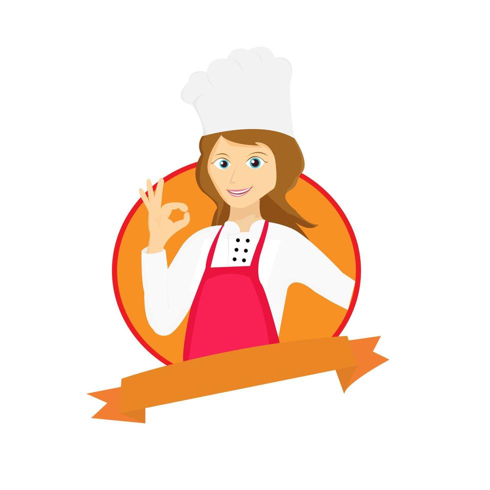 illustration vektor design av kvinnlig kock maskot logotyp