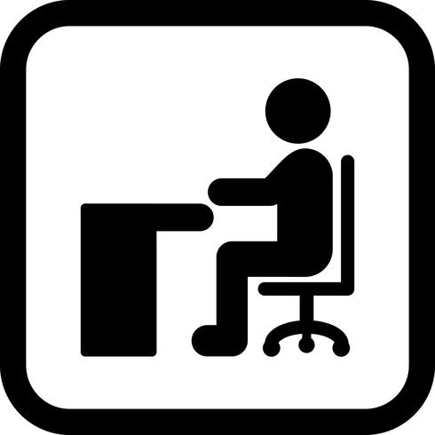 Sitter på Desk Icon Design vektor