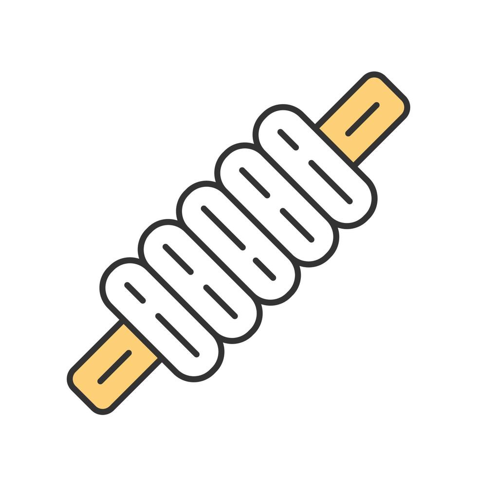 Cricket Kaution Farbsymbol. Sportausrüstung. zylindrisches Stück Holz. oberer Teil des Wickets. horizontaler Querbalken am Tor. Schläger- und Ballmannschaftsspiel. sportliche Aktivität im Freien. isolierte Vektorillustration vektor