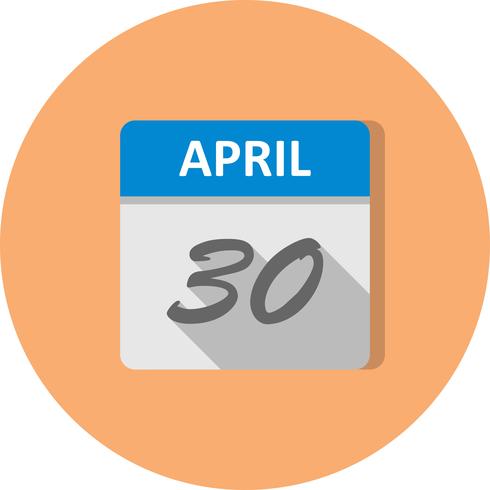 30. April Datum an einem Tageskalender vektor