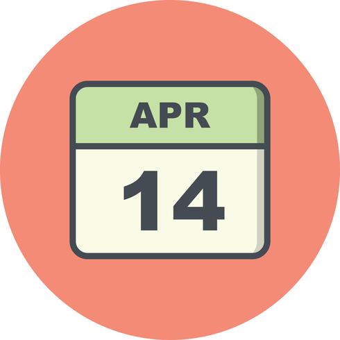 14. April Datum an einem Tageskalender vektor