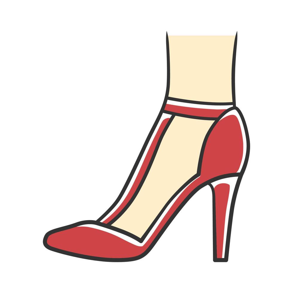 T-Strap High Heels rotes Farbsymbol. Frau stilvolles Retro-Schuhdesign. weibliche Freizeitschuhe, luxuriöse moderne Stilettos. modisches klassisches Bekleidungszubehör. isolierte Vektorillustration vektor