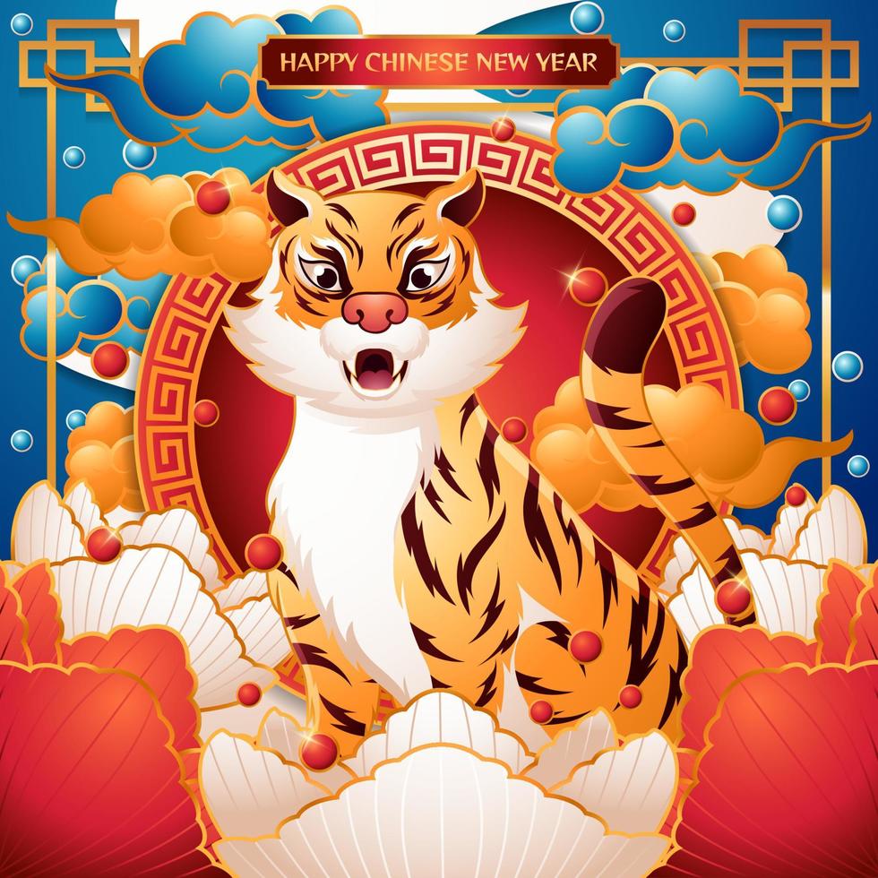 gott kinesiskt nytt år med tigerns år vektor