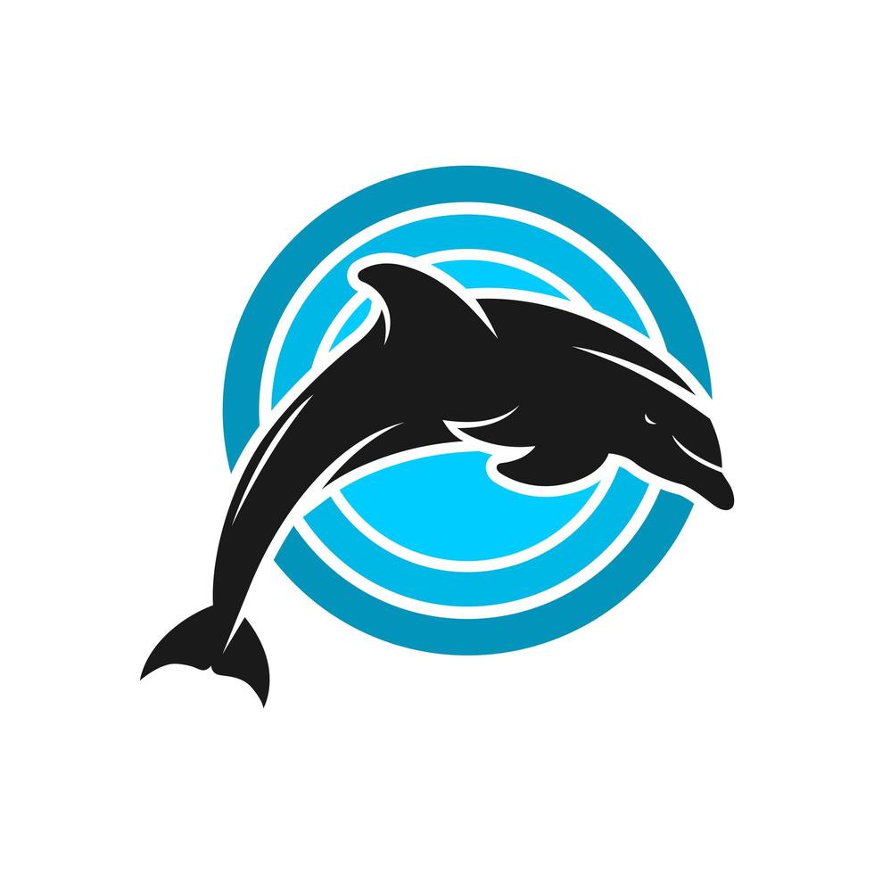 Logo-Design mit Delphin und Kreis vektor