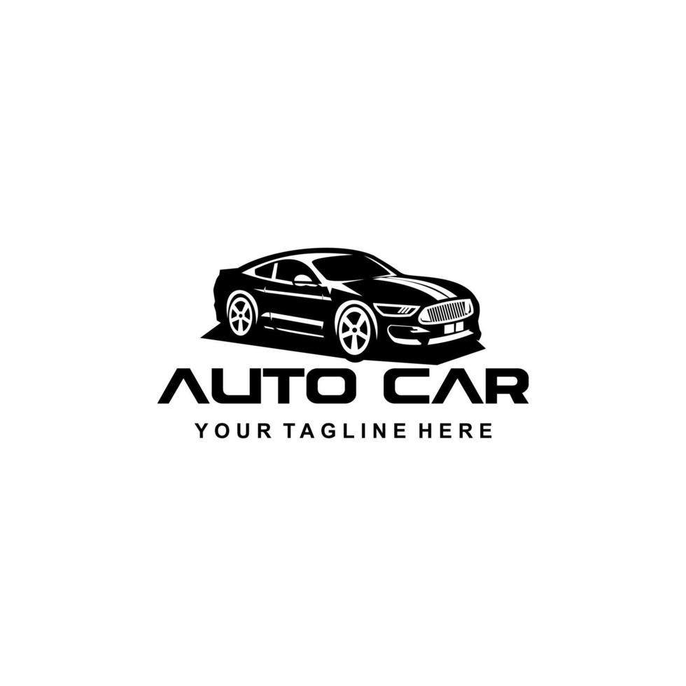 schwarzes Auto-Logo-Vorlage mit schwarzem Hintergrund. Auto-Auto-Business-Logo-Design mit Silhouette für das Logo der Automobilfirma, Autowäsche, Garage, Service, Malerei. vektor