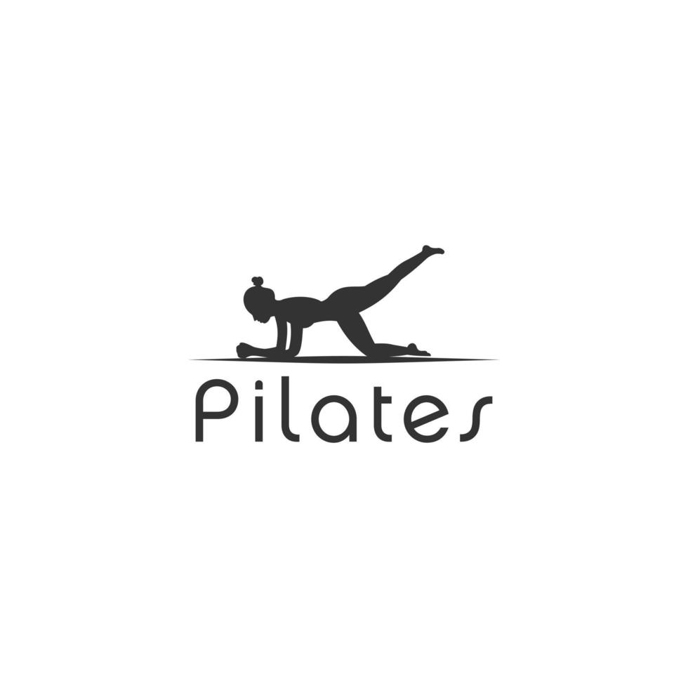 logotyp för pilates med elementet en person. gymnastik eller fitness designmall. vektor illustration