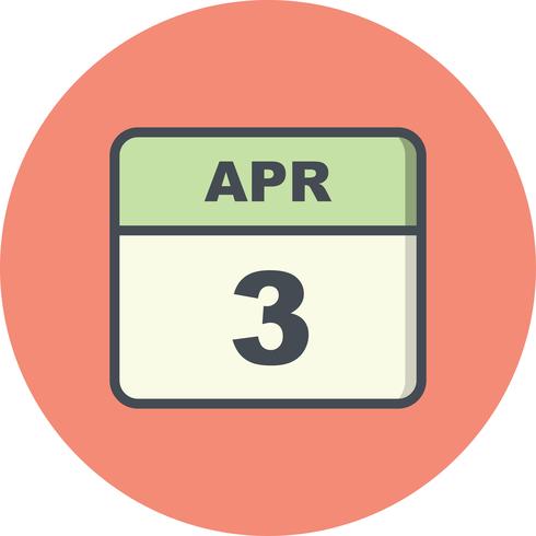 3. April Datum für einen Tagkalender vektor