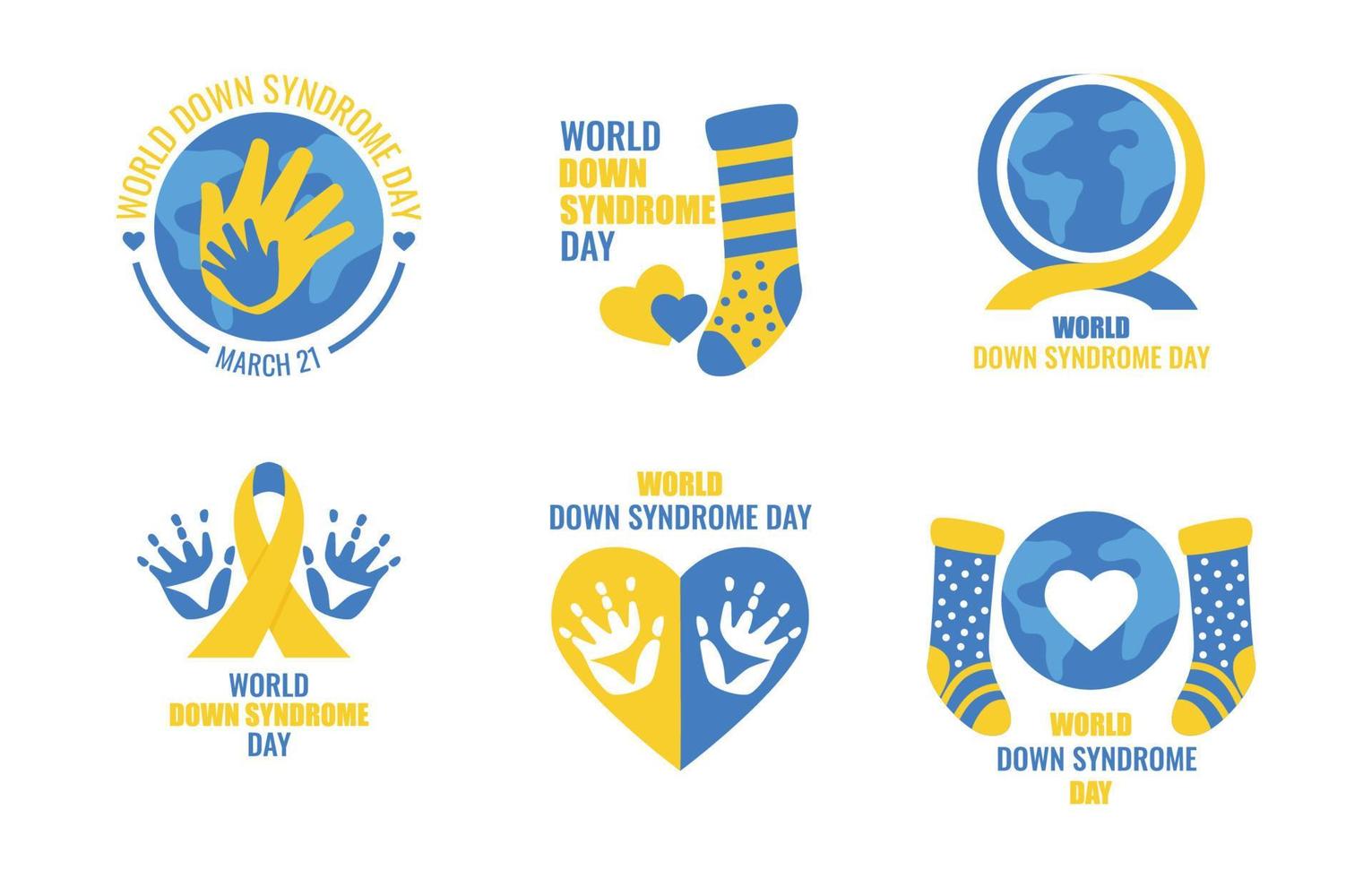 etiketter för World Downs Syndrome Day vektor