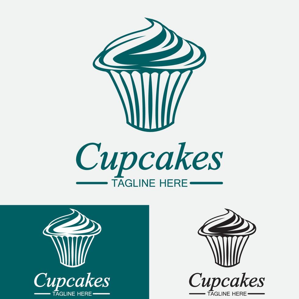 Cupcake-Logo-Design-Vektor-Vorlage. Cupcakes-Bäckerei-Symbol. vektor