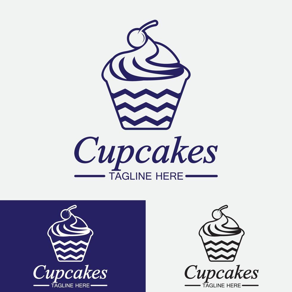 Cupcake-Logo-Design-Vektor-Vorlage. Cupcakes-Bäckerei-Symbol. vektor