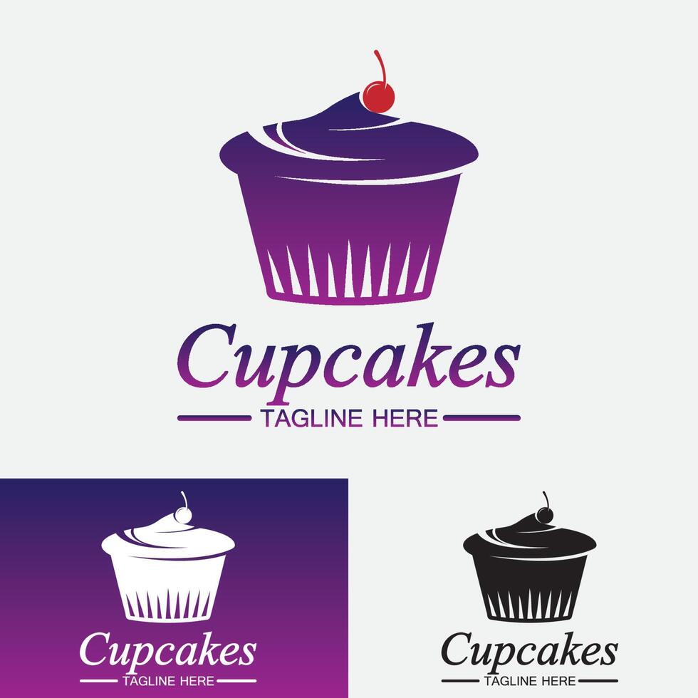 cupcake logotyp design vektor mall. cupcakes bageri ikon.