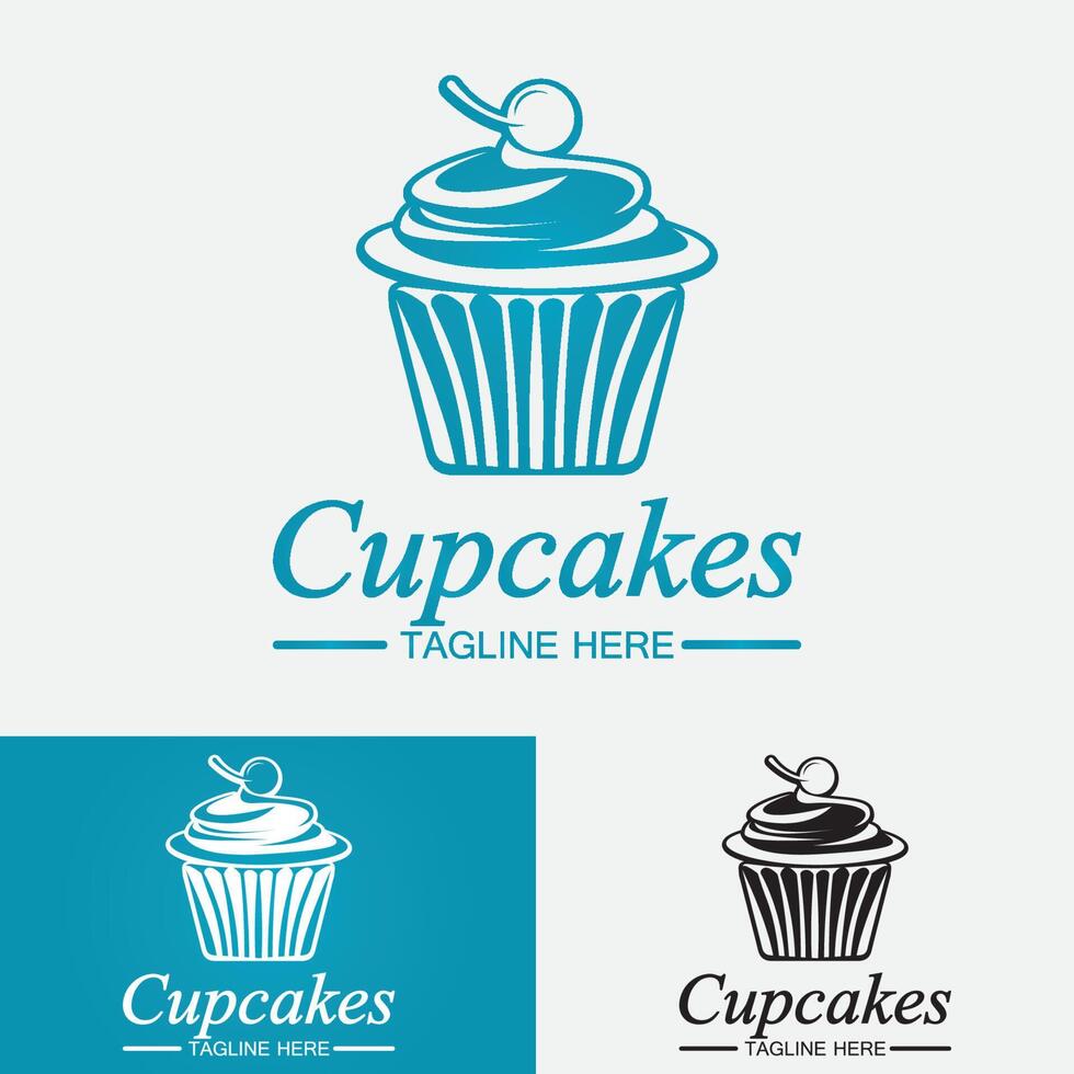 Cupcake-Logo-Design-Vektor-Vorlage. Cupcakes-Bäckerei-Symbol. vektor