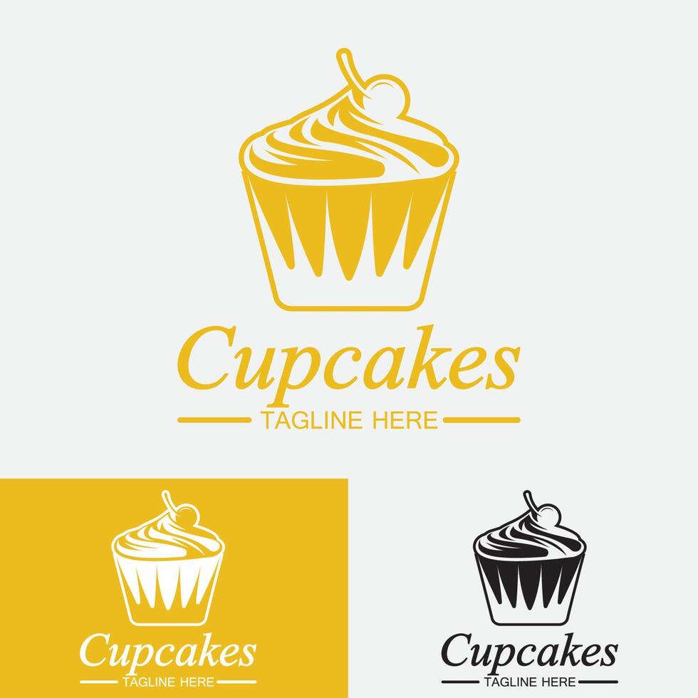 Cupcake-Logo-Design-Vektor-Vorlage. Cupcakes-Bäckerei-Symbol. vektor