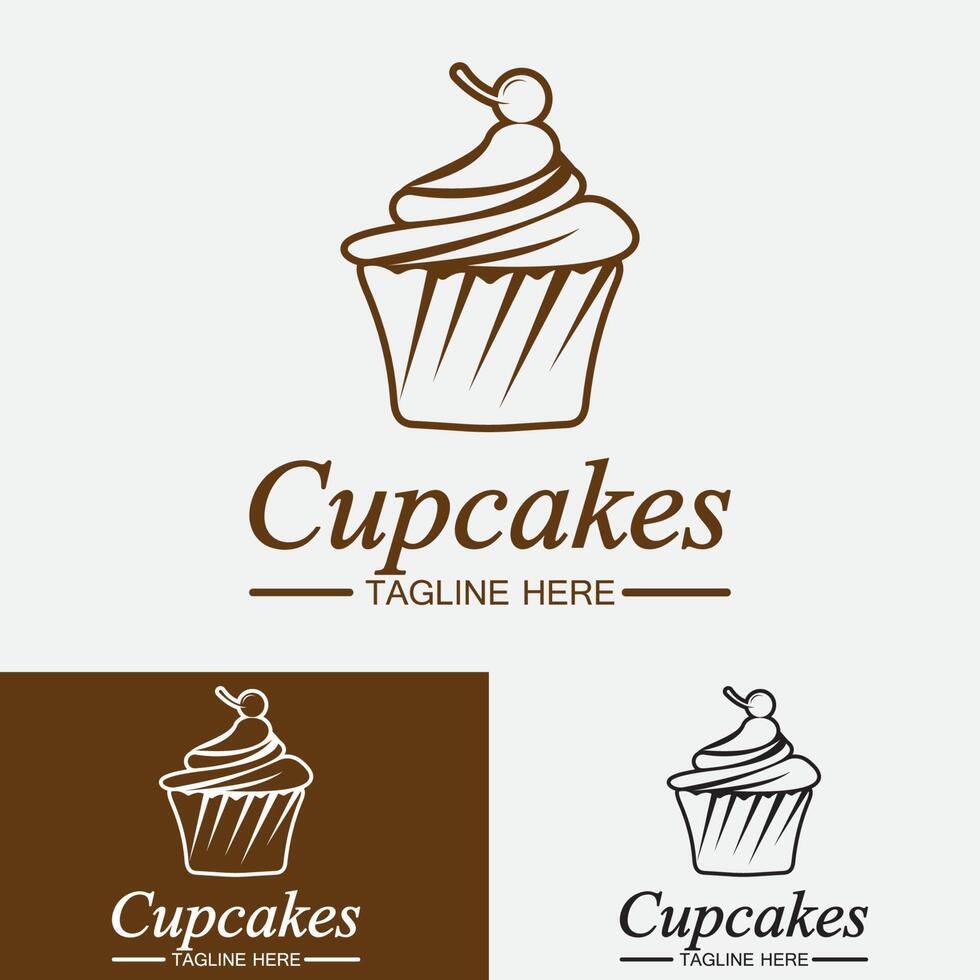 cupcake logotyp design vektor mall. cupcakes bageri ikon.