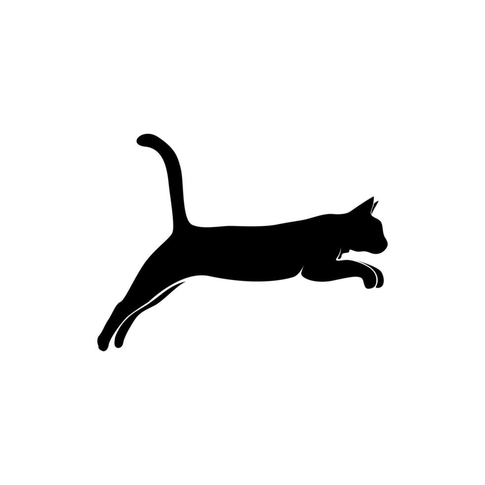hoppa katt, siluett av katt, husdjur logotyp vektor