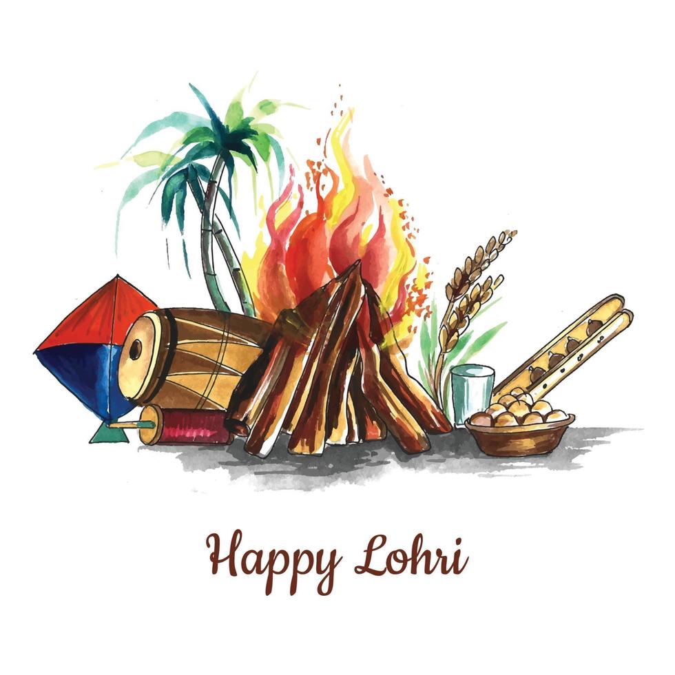 glücklicher lohri-feiertagshintergrund für punjabi-fest vektor
