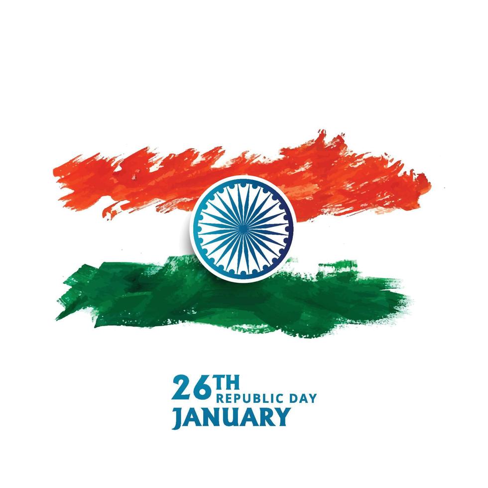 Happy Republic Day Karte Tricolor Pinselstrich Design vektor