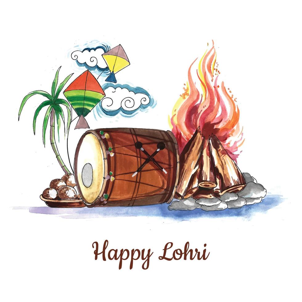 glücklicher lohri-feiertagshintergrund für punjabi-fest vektor