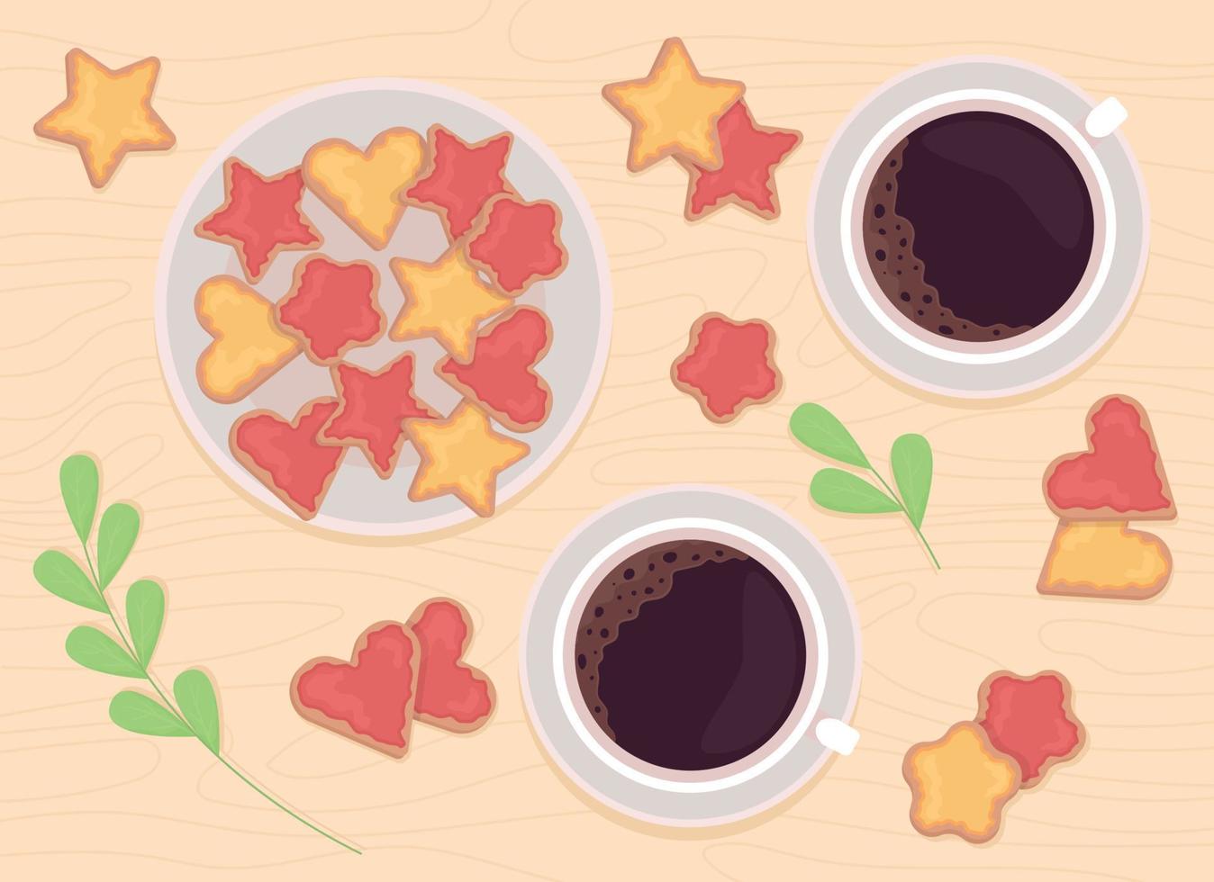 Kekse für Valentinstag flache Farbvektorillustration vektor