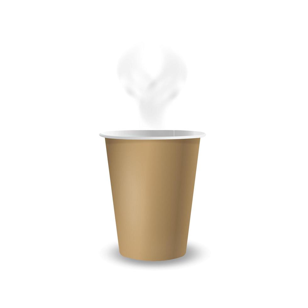 papper kaffekopp på vit bakgrund. 3d kaffekopp mockup. vektor