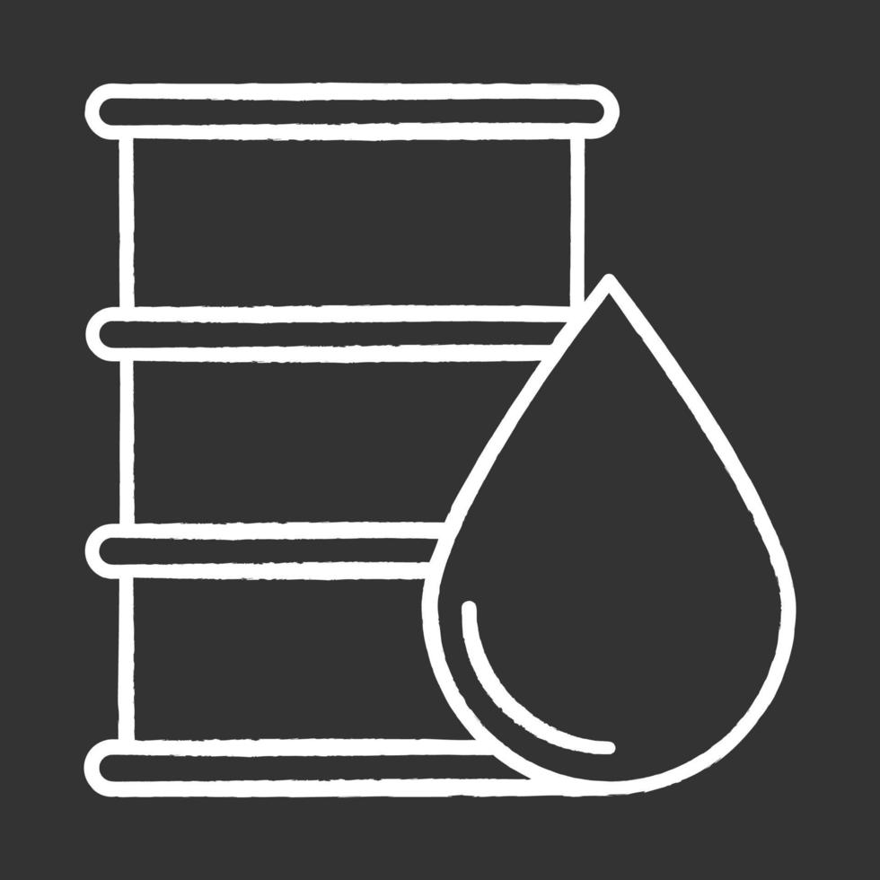 Metallfass mit Ölkreide-Symbol. Erdöl Tropfen. organische Chemie. Benzin Stahlbehälter. Kraftstoffindustrie. Produktion und Vertrieb von Erdöl. isolierte vektortafelillustration vektor