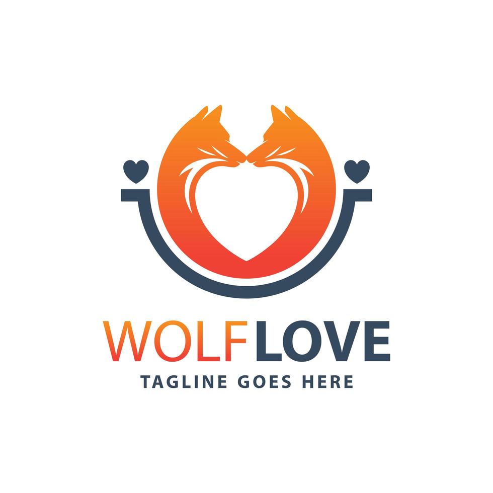 wolf animal love logotypdesign vektor