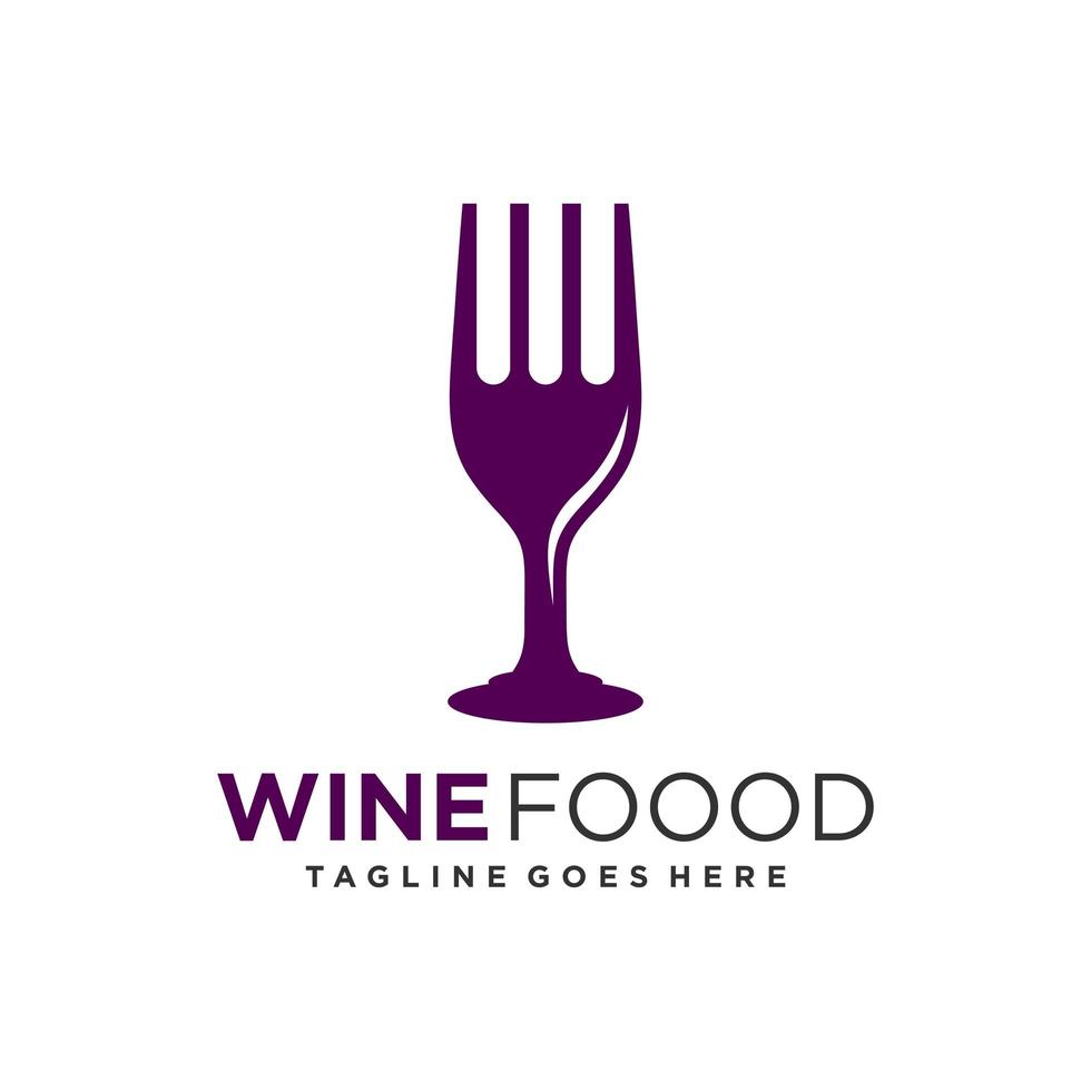 Weinglasgabel Logo-Design vektor