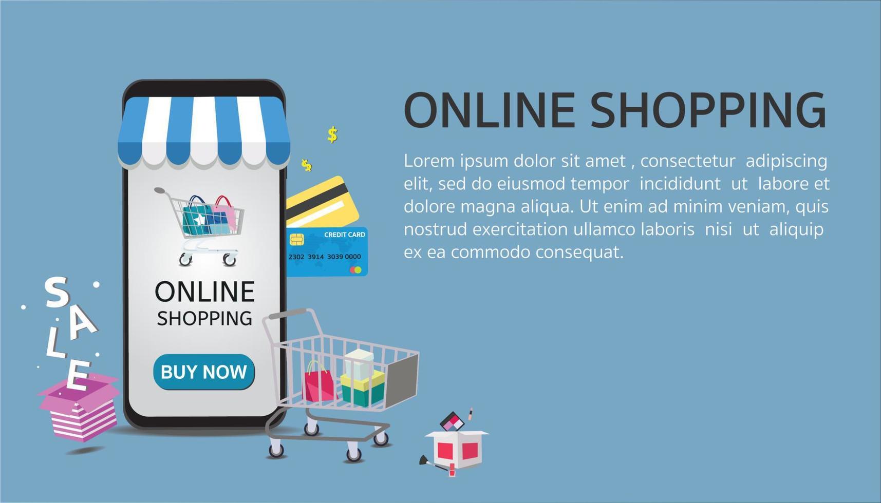 online shopping koncept .vektor illustration av online shopping koncept. vektor