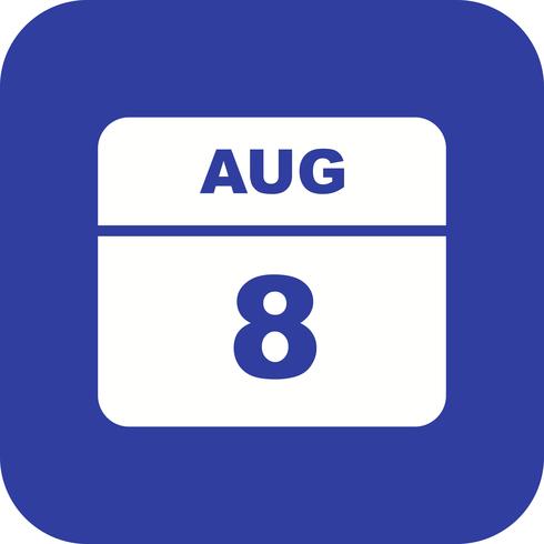 8 augusti Datum på en enkel dagskalender vektor