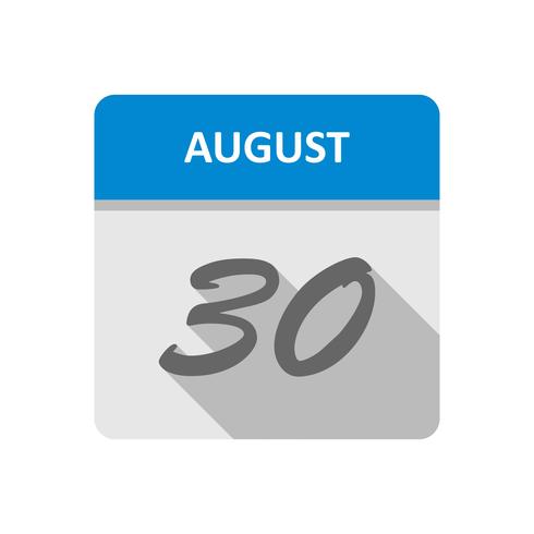 30. August Datum an einem Tagkalender vektor