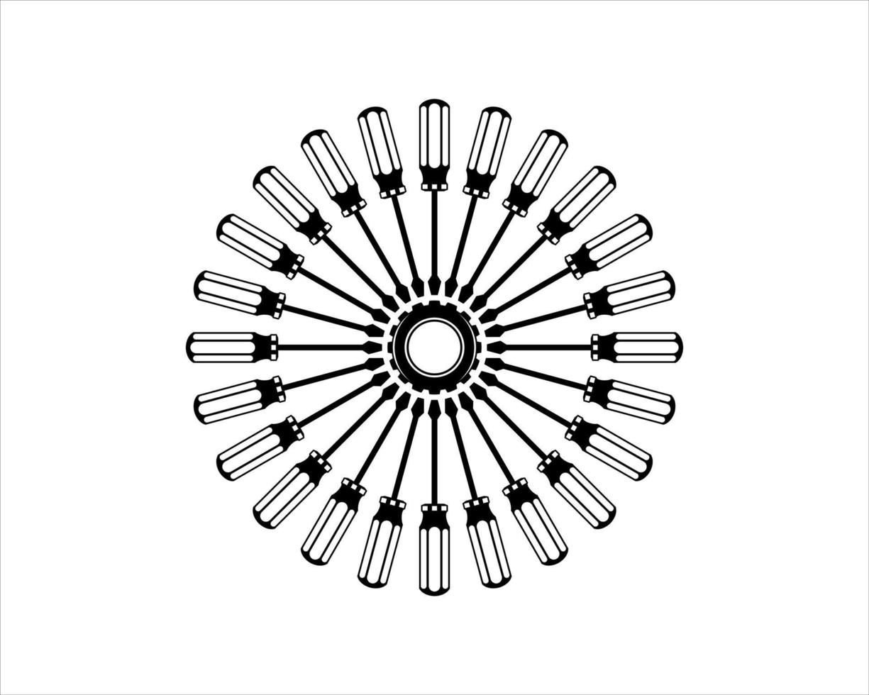 Rundschraubendreher mit Zahnrad innen vektor